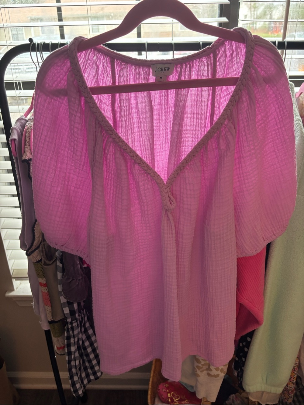J. Crew Pink Gauze Top